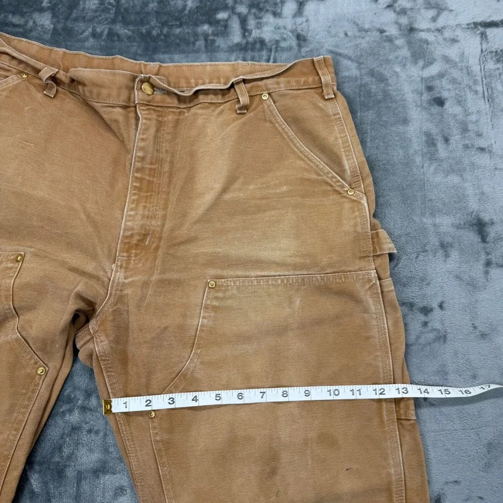 Carhartt‎ USA Union Made Double Knee Pants Fade Distress Brown Canvas Mens 40x30